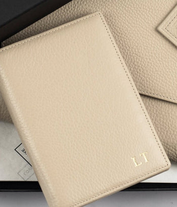 Passport Cover - Taupe Grained Leather (6652370124934)